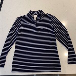 Weekends by Chico's Women's 0 Navy and White Striped Pullover Casual Lightweight
